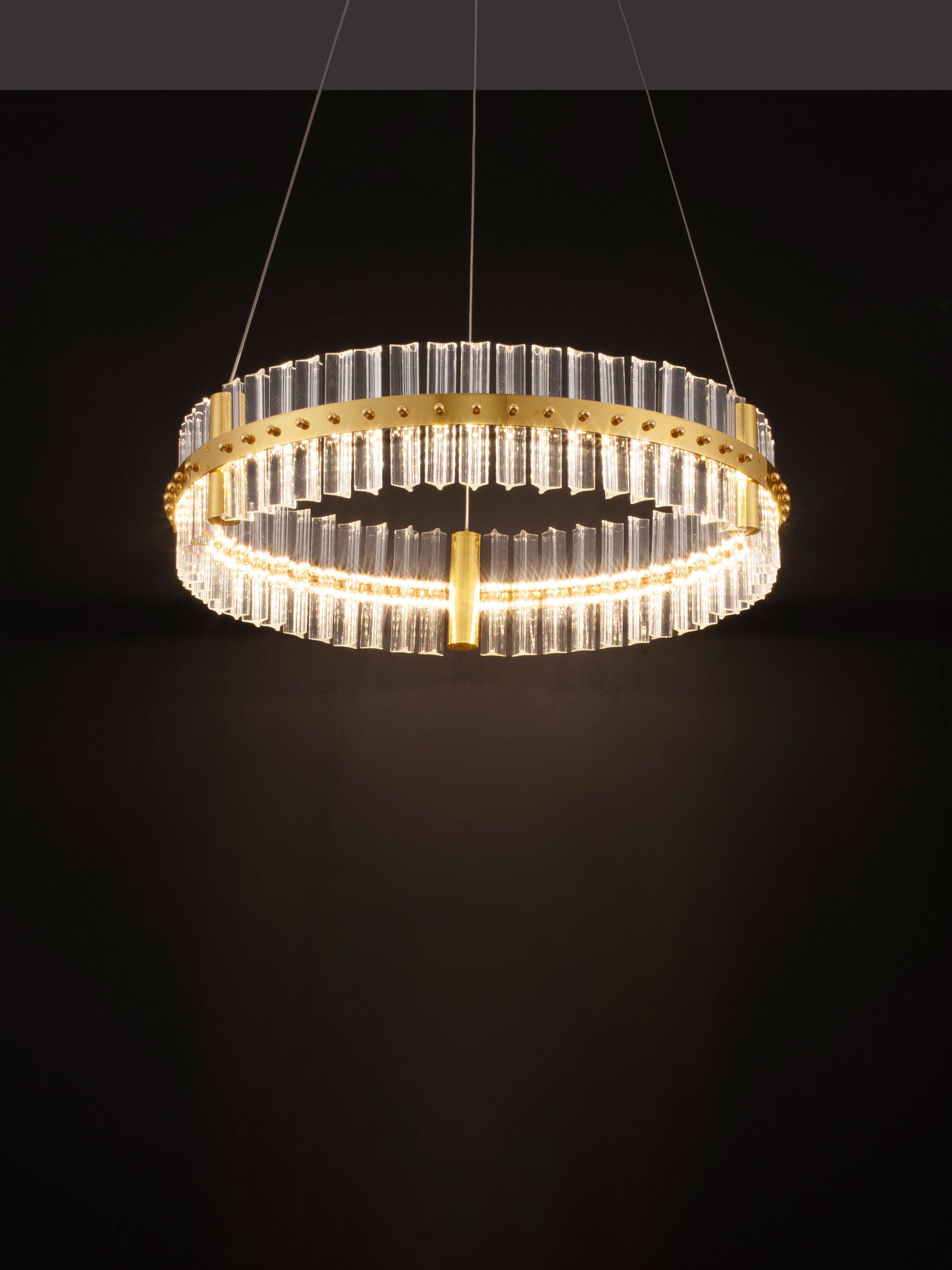 Висящо осветително тяло (пендел) KEZO 45W LED Платинен златист неръждаема стомана и стъкло ⌀60 H130см