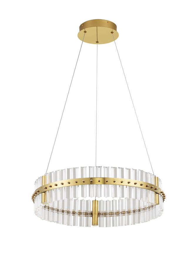 Висящо осветително тяло (пендел) KEZO 45W LED Платинен златист неръждаема стомана и стъкло ⌀60 H130см