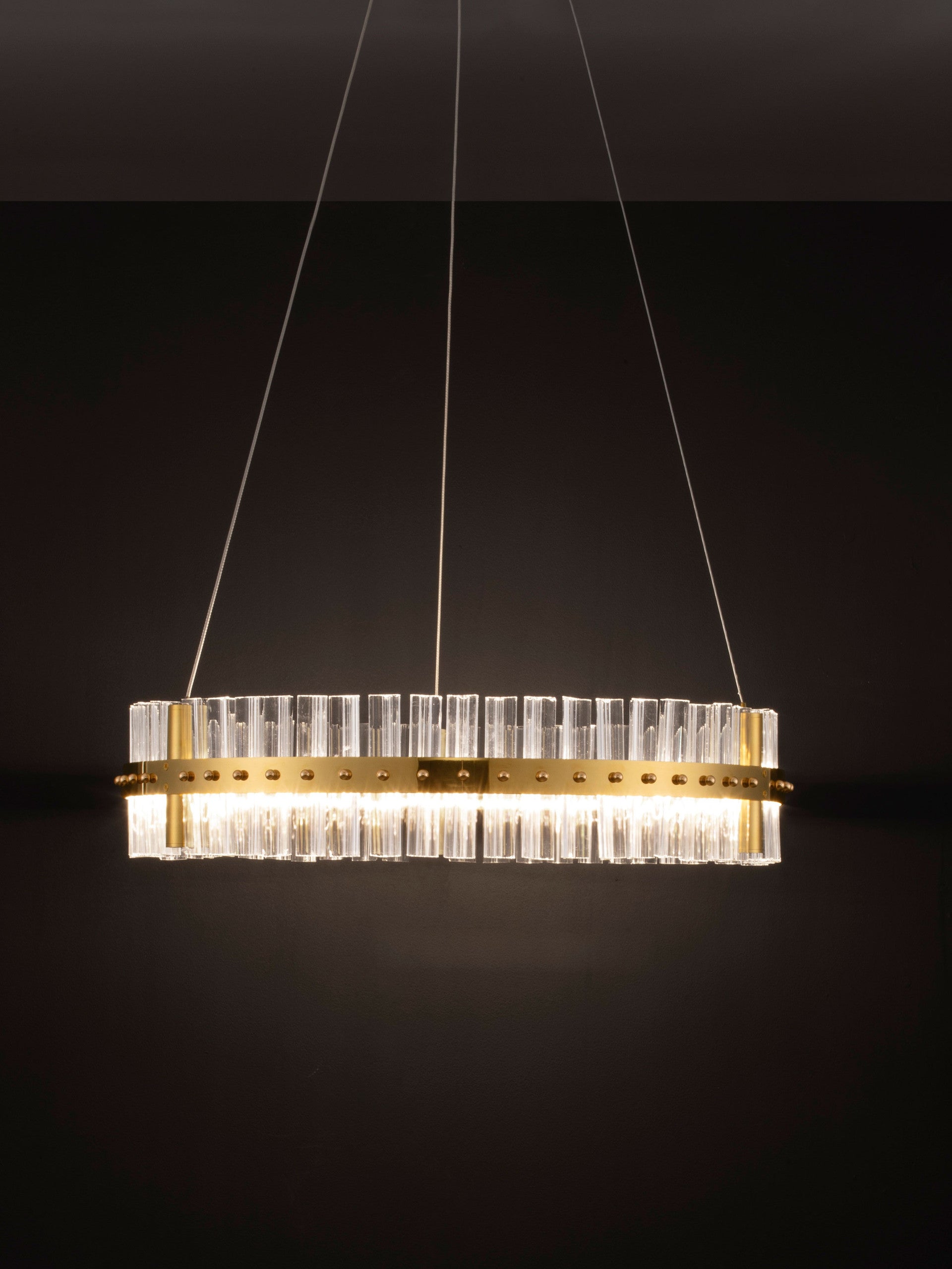 Висящо осветително тяло (пендел) KEZO 45W LED Платинен златист неръждаема стомана и стъкло ⌀60 H130см