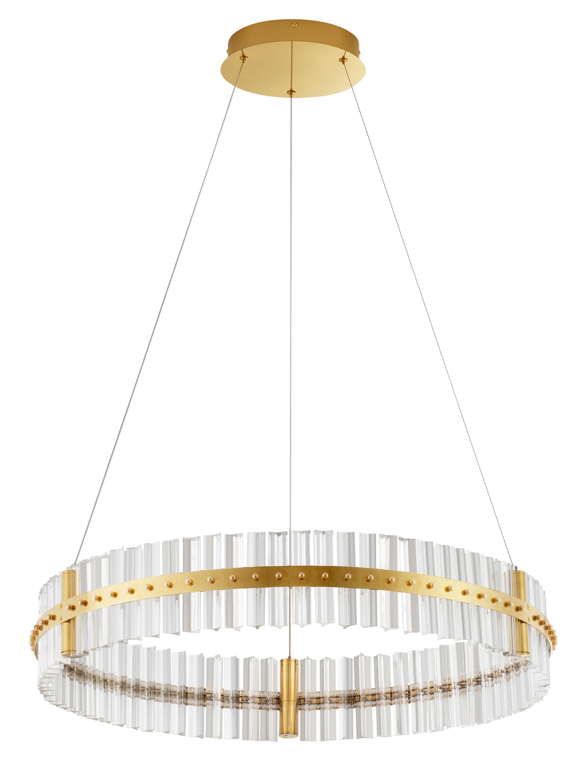 Висящо осветително тяло (пендел) KEZO 56W LED Платинен златист неръждаема стомана и стъкло ⌀78 H130см