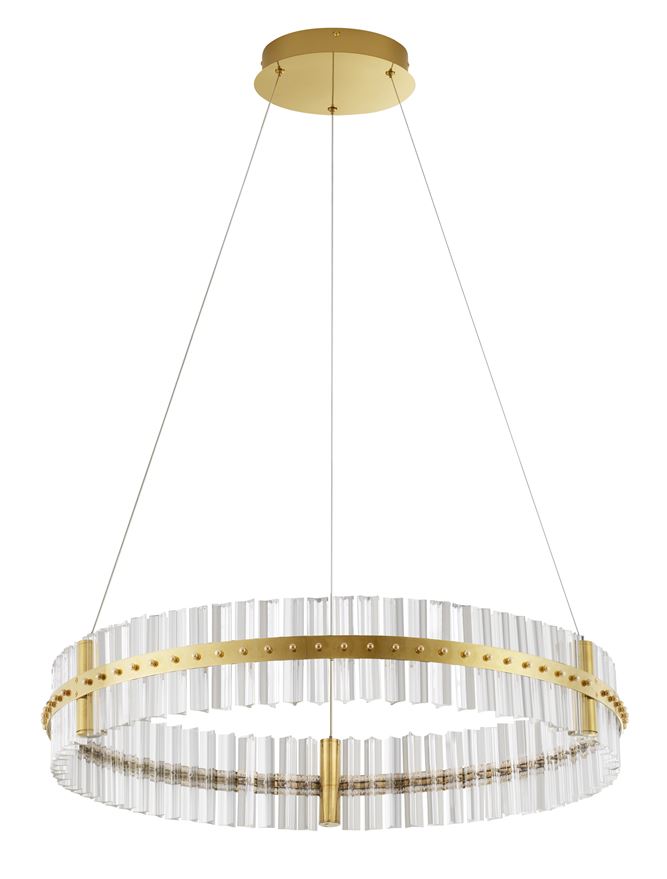 Висящо осветително тяло (пендел) KEZO 56W LED Платинен златист неръждаема стомана и стъкло ⌀78 H130см