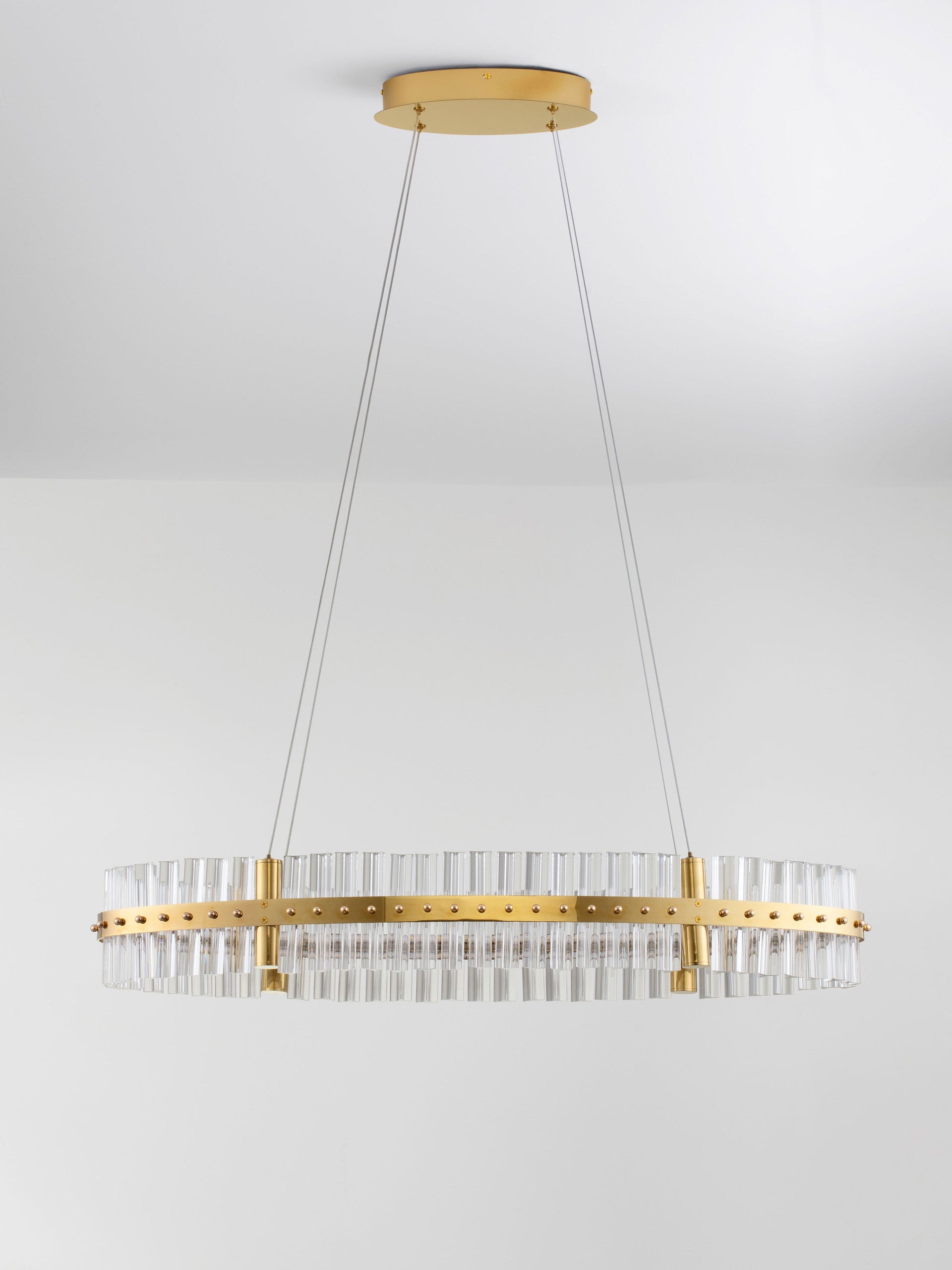 Висящо осветително тяло (пендел) KEZO 45W LED Платинен златист неръждаема стомана и стъкло ⌀90 H130см