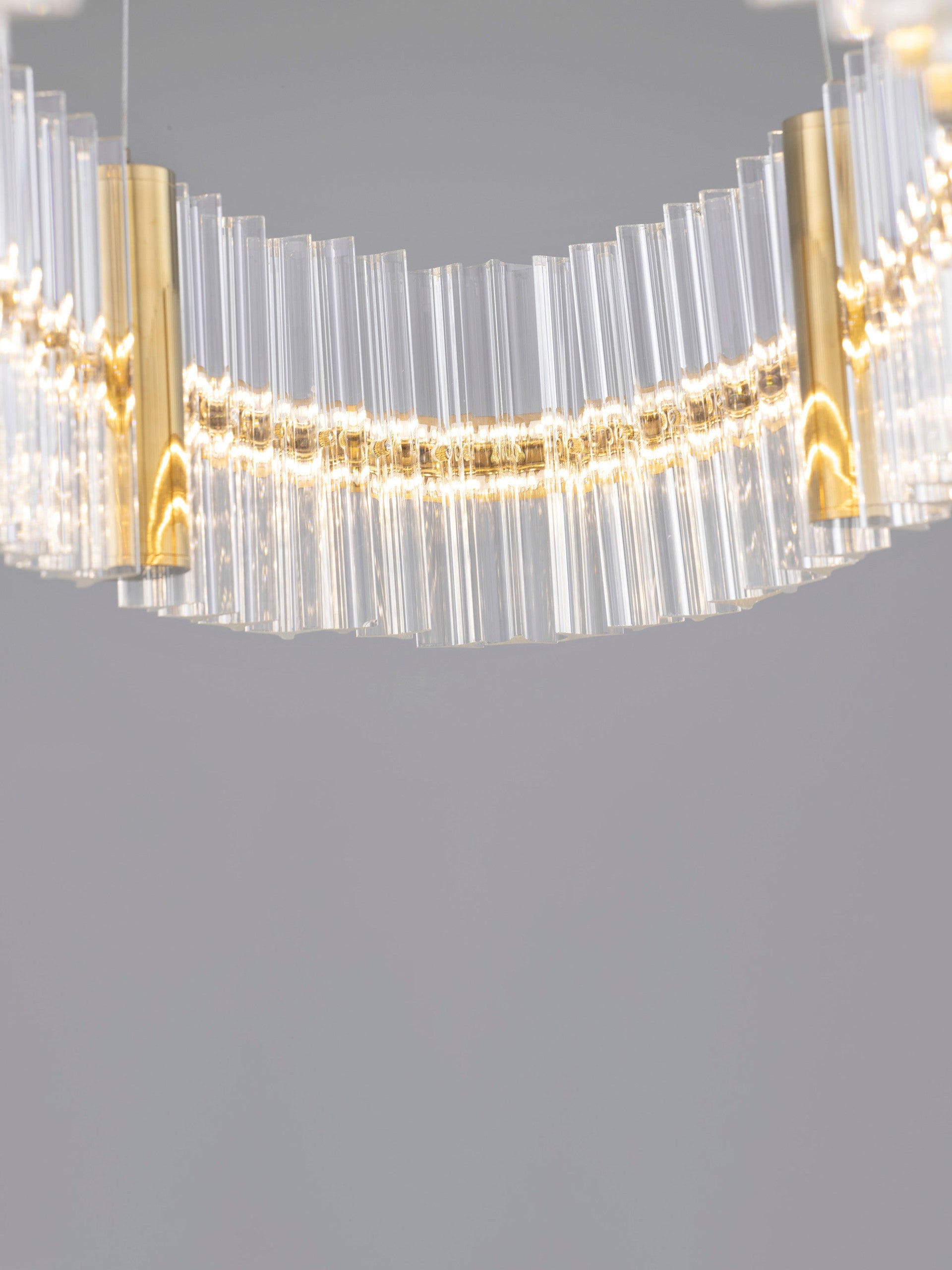Висящо осветително тяло (пендел) KEZO 45W LED Платинен златист неръждаема стомана и стъкло ⌀90 H130см
