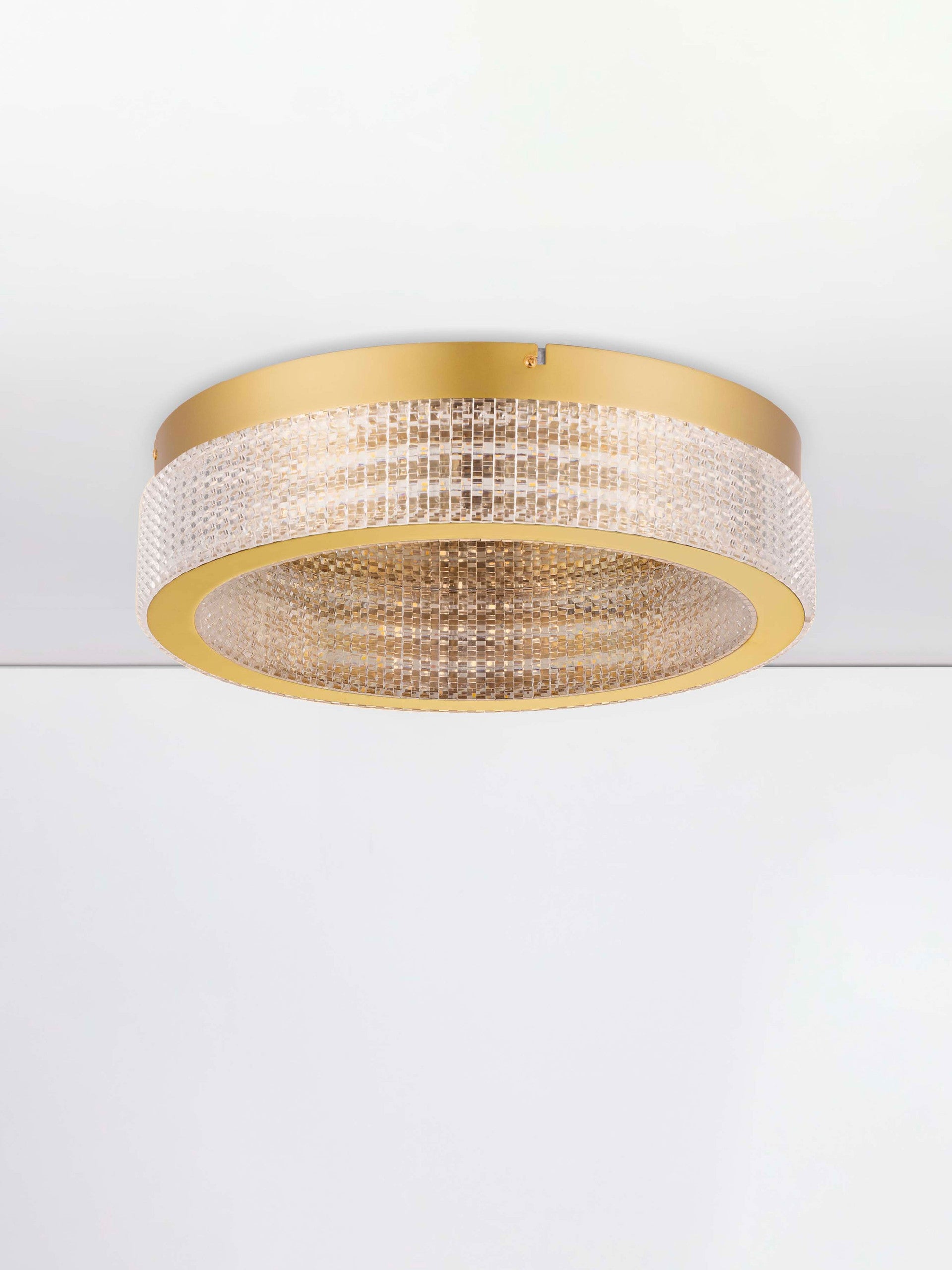 Висящо осветително тяло (пендел) KINARA 46W LED Платинен златист неръждаема стомана, алуминий и акрил ⌀40 H11см