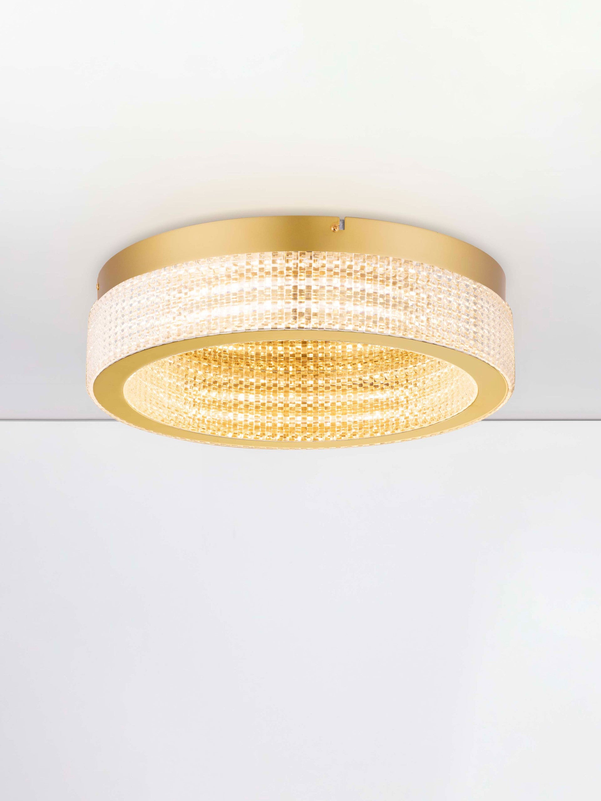 Висящо осветително тяло (пендел) KINARA 46W LED Платинен златист неръждаема стомана, алуминий и акрил ⌀40 H11см