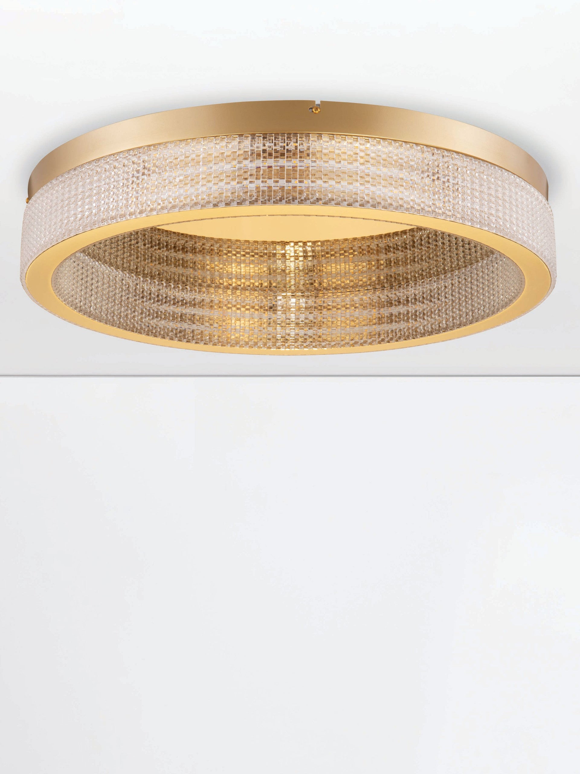 Висящо осветително тяло (пендел) KINARA 70W LED Платинен златист неръждаема стомана, алуминий и акрил ⌀61 H11см
