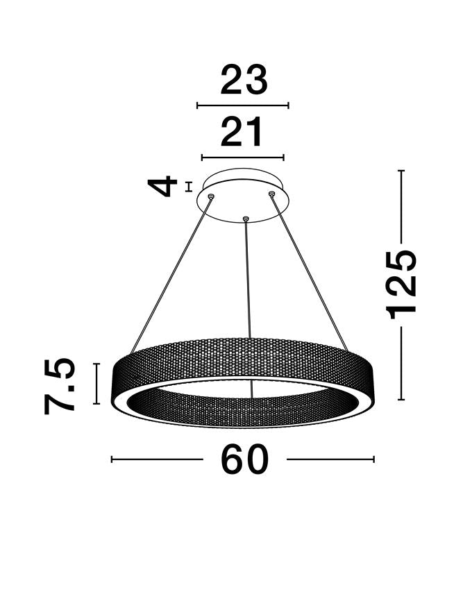 Висящо осветително тяло (пендел) KINARA 70W LED Платинен златист неръждаема стомана, алуминий и акрил ⌀41 H125см