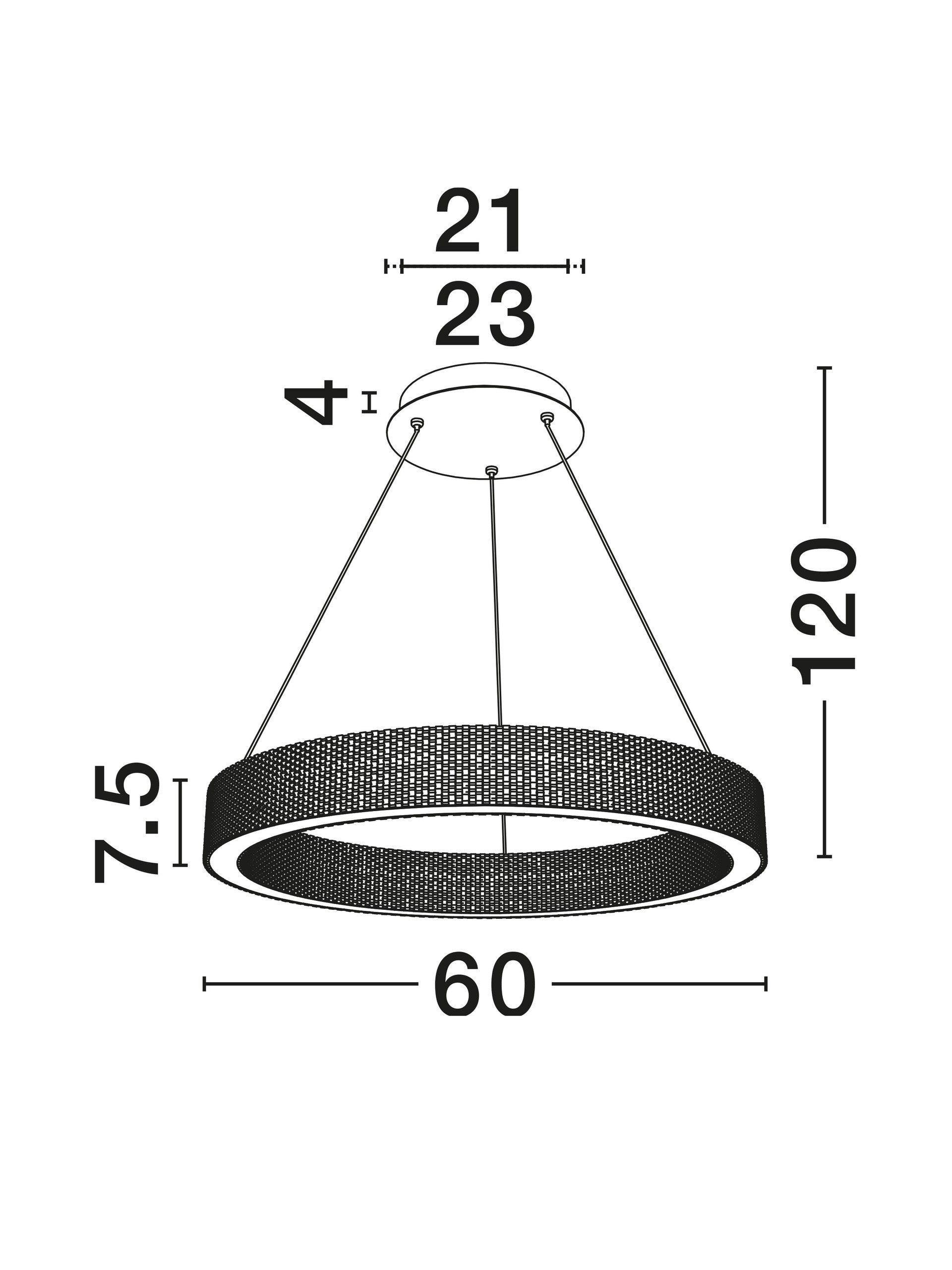 Висящо осветително тяло (пендел) KINARA 70W LED Платинен златист неръждаема стомана, алуминий и акрил ⌀41 H125см