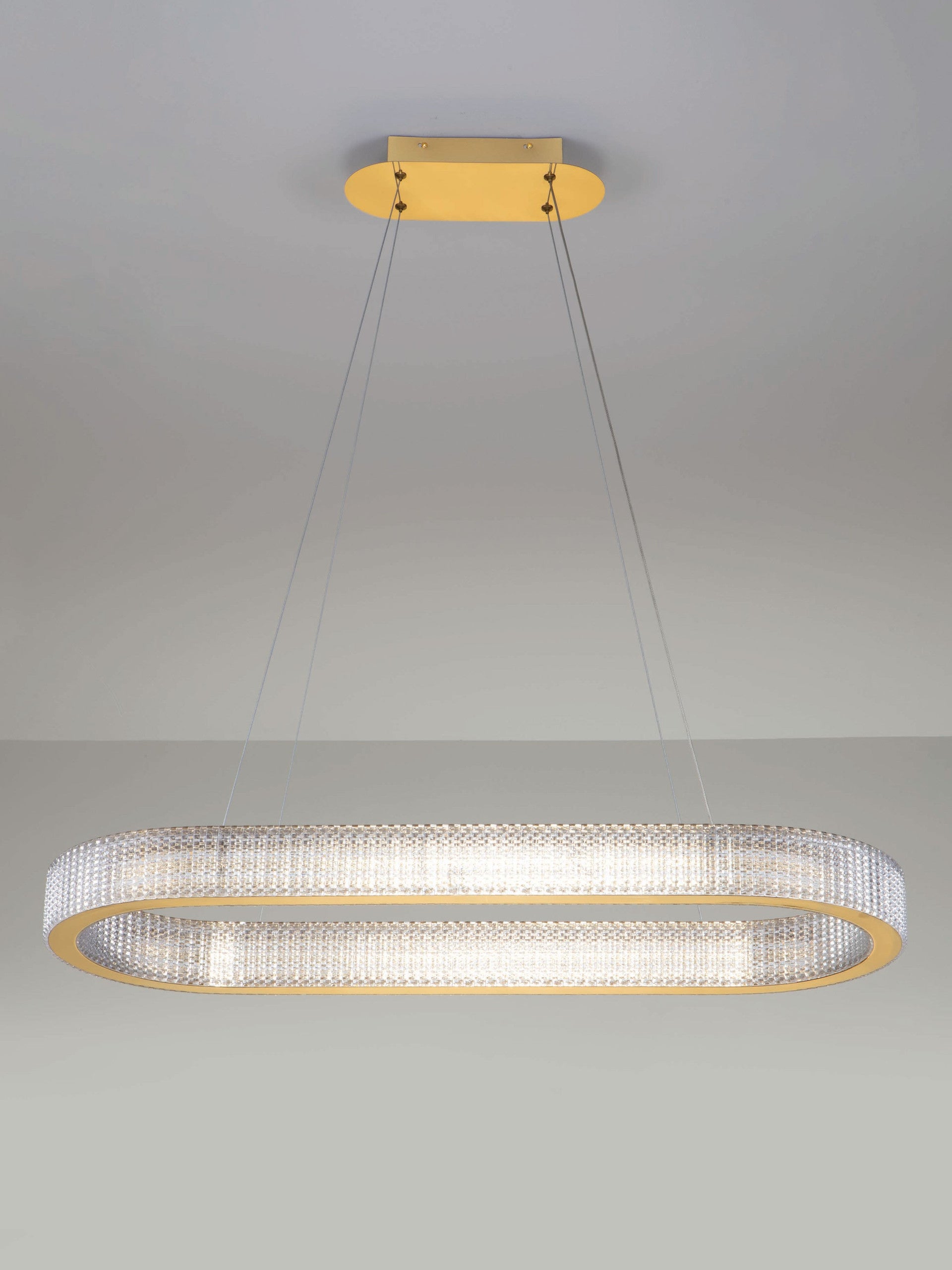 Висящо осветително тяло (пендел) KINARA 70W LED Платинен златист неръждаема стомана, алуминий и акрил ⌀91 H130см