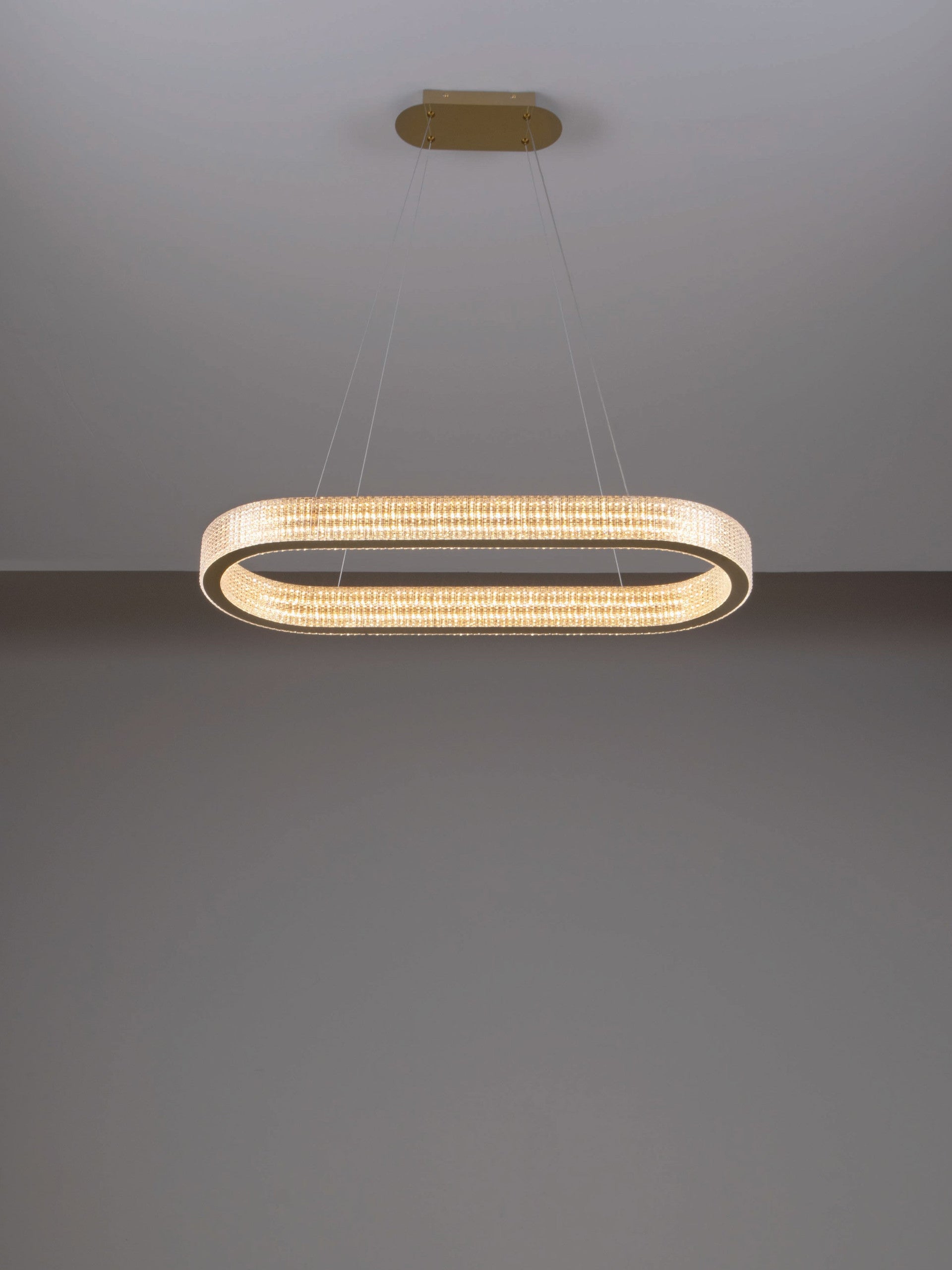 Висящо осветително тяло (пендел) KINARA 70W LED Платинен златист неръждаема стомана, алуминий и акрил ⌀91 H130см