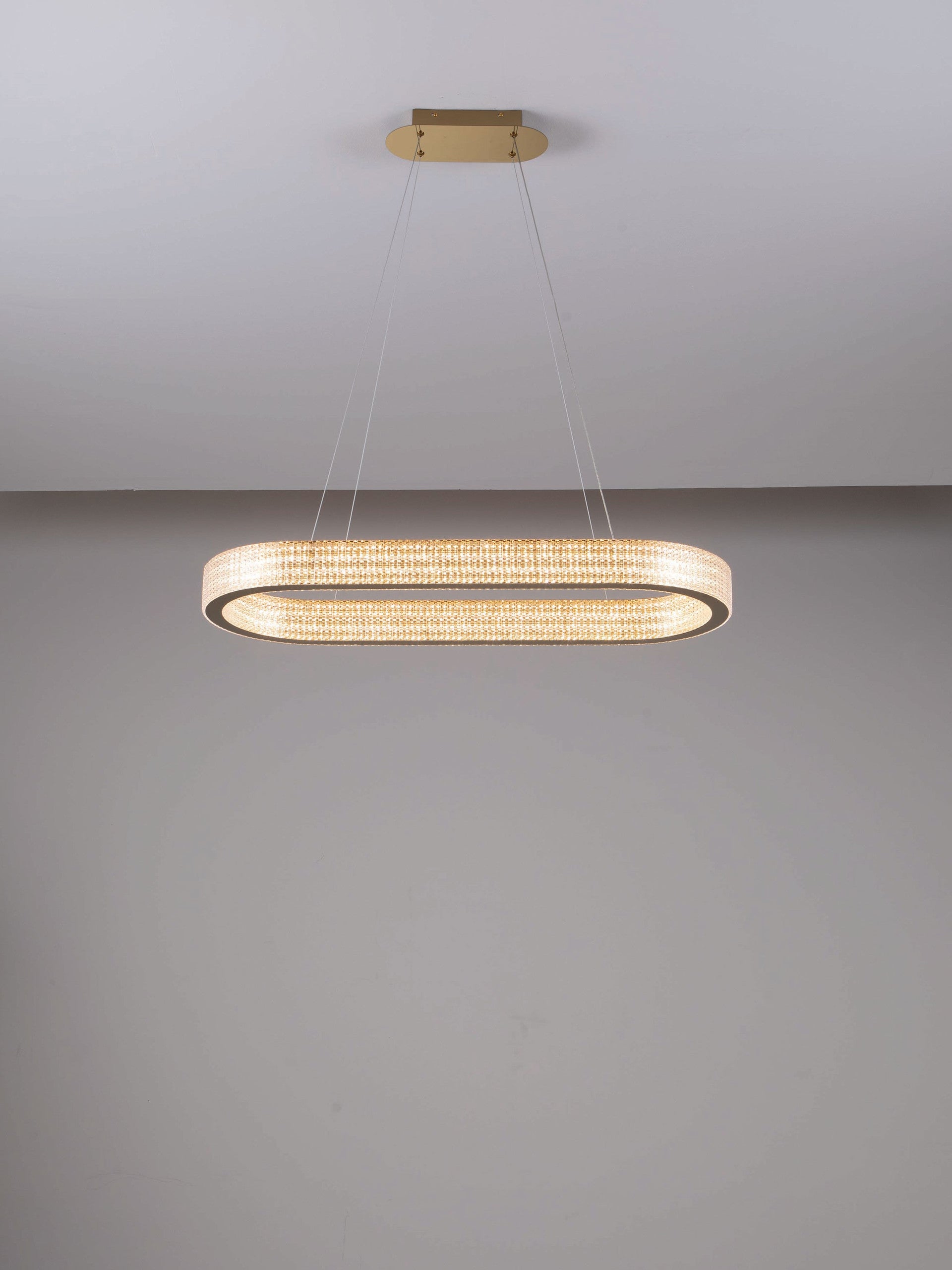 Висящо осветително тяло (пендел) KINARA 70W LED Платинен златист неръждаема стомана, алуминий и акрил ⌀91 H130см