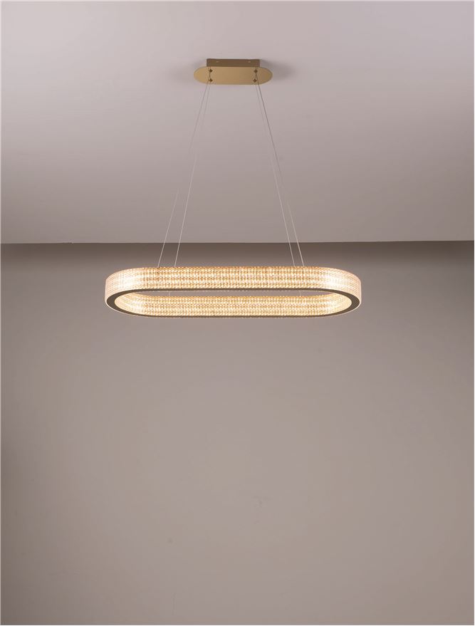 Висящо осветително тяло (пендел) KINARA 70W LED Платинен златист неръждаема стомана, алуминий и акрил ⌀91 H130см
