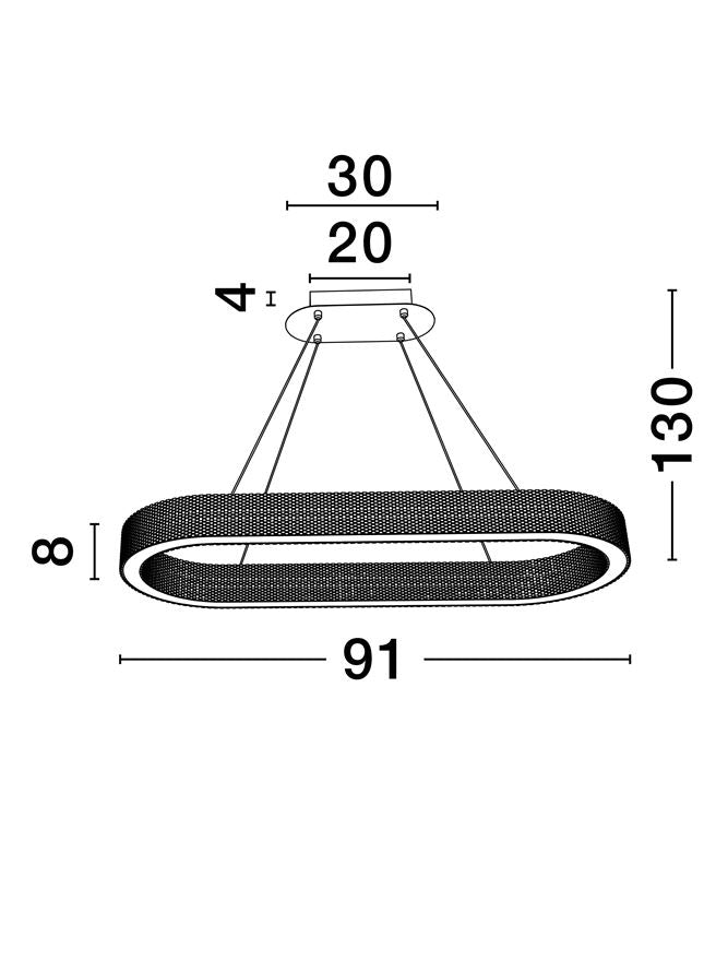 Висящо осветително тяло (пендел) KINARA 70W LED Платинен златист неръждаема стомана, алуминий и акрил ⌀91 H130см
