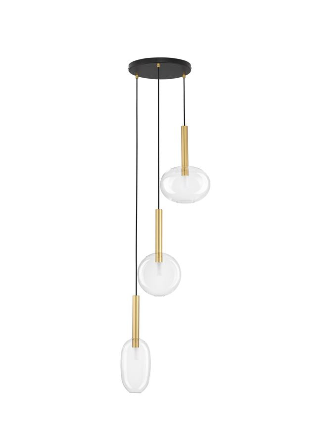 Висящо осветително тяло (пендел) AMELIA 15W 3x5W G9 Пясъчно златист Прозрачно стъкло