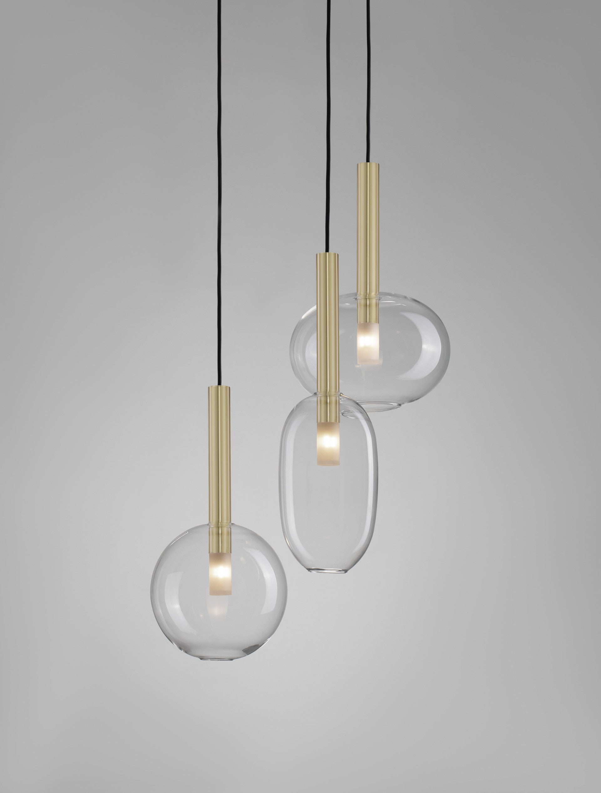 Висящо осветително тяло (пендел) AMELIA 15W 3x5W G9 Пясъчно златист Прозрачно стъкло