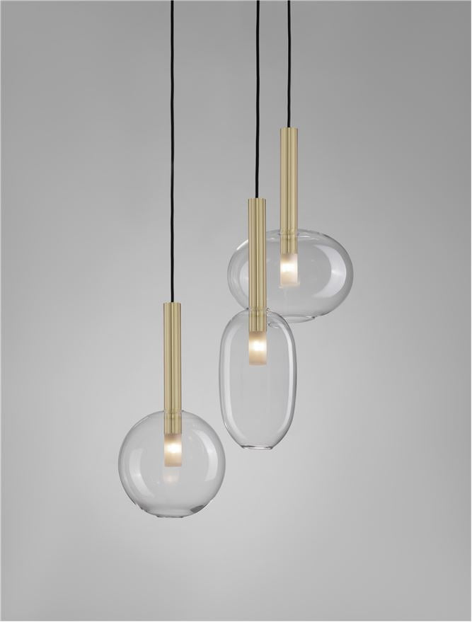 Висящо осветително тяло (пендел) AMELIA 15W 3x5W G9 Пясъчно златист Прозрачно стъкло