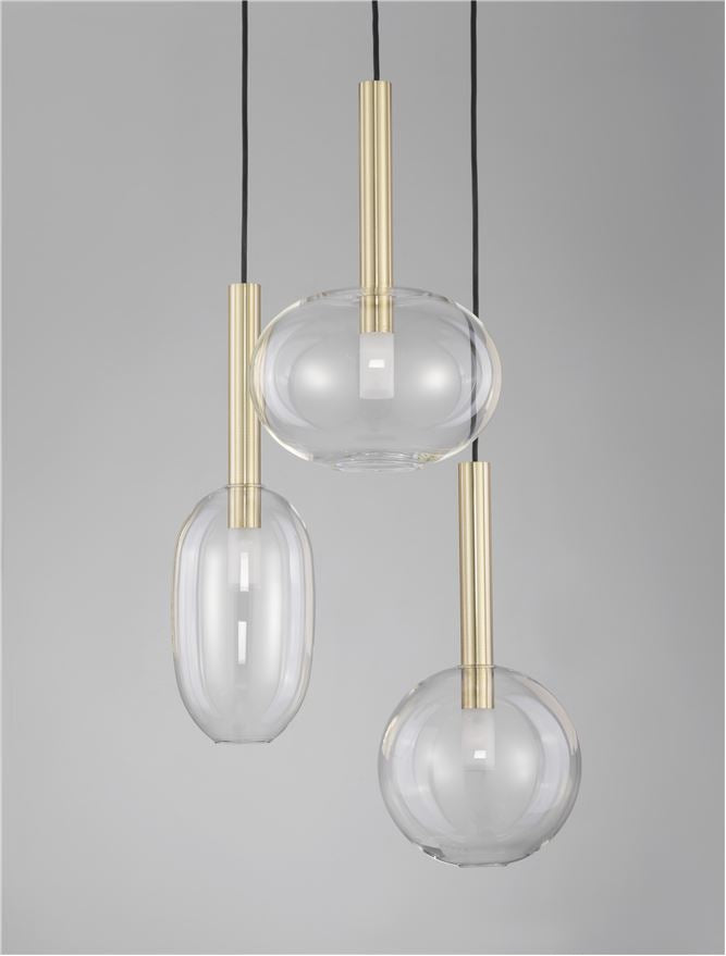 Висящо осветително тяло (пендел) AMELIA 15W 3x5W G9 Пясъчно златист Прозрачно стъкло