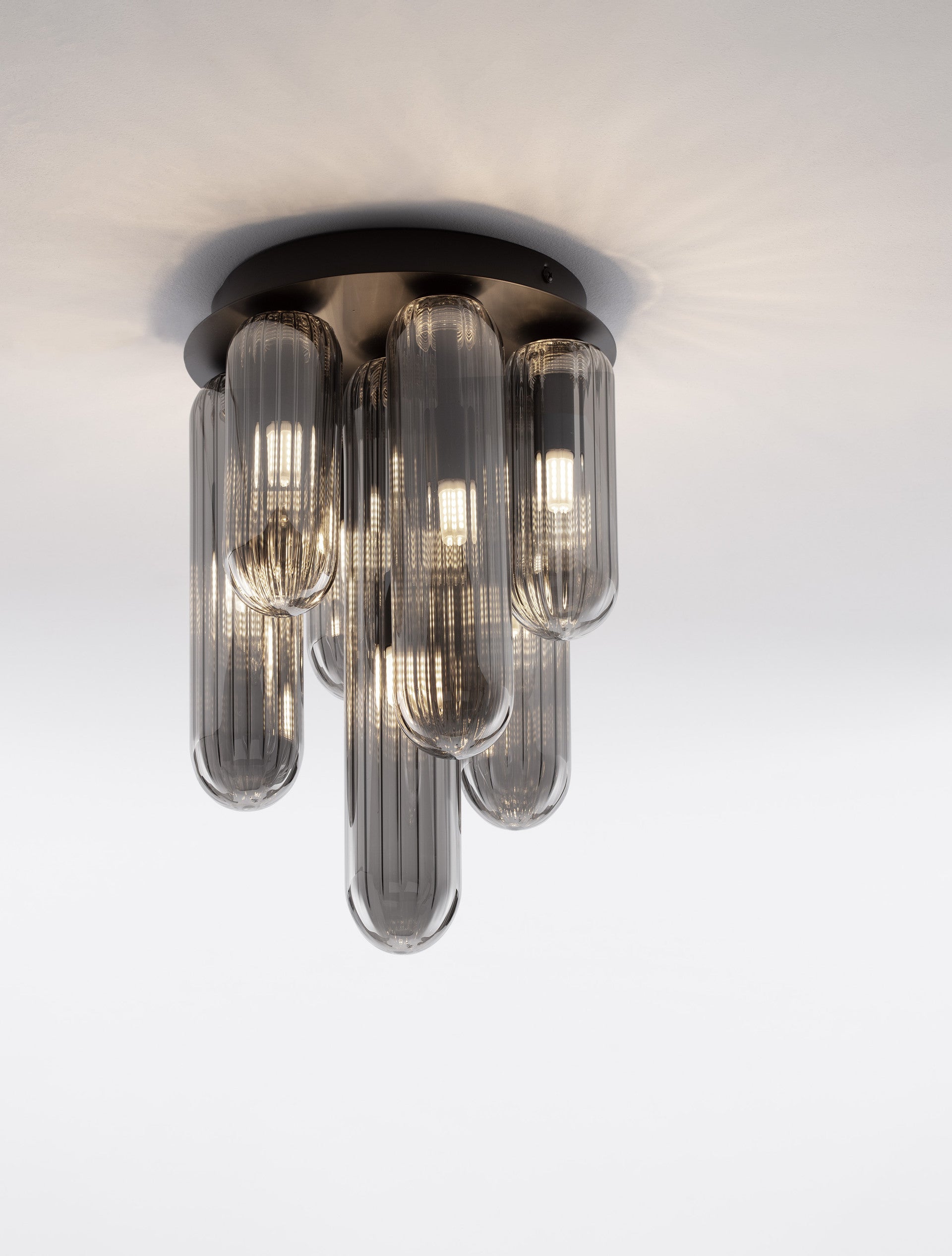 Висящо осветително тяло (пендел) GUSTAVE 35W LED G9 Матово черен, светло опушено стъкло L23