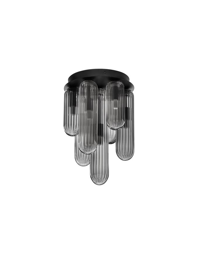 Висящо осветително тяло (пендел) GUSTAVE 35W LED G9 Матово черен, светло опушено стъкло L23