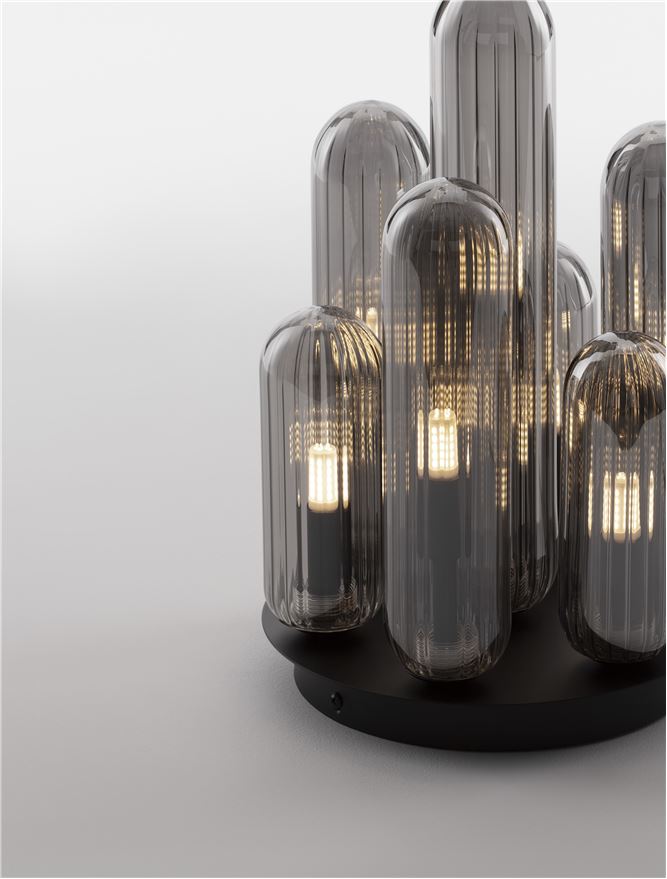 Висящо осветително тяло (пендел) GUSTAVE 35W LED G9 Матово черен, светло опушено стъкло L23