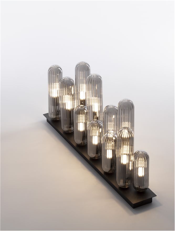 Висящо осветително тяло (пендел) GUSTAVE 60W LED G9 Матово черен, светло опушено стъкло L72
