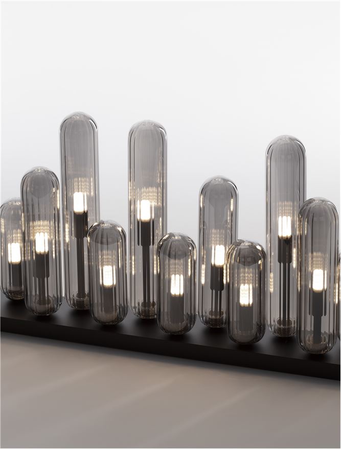 Висящо осветително тяло (пендел) GUSTAVE 60W LED G9 Матово черен, светло опушено стъкло L72