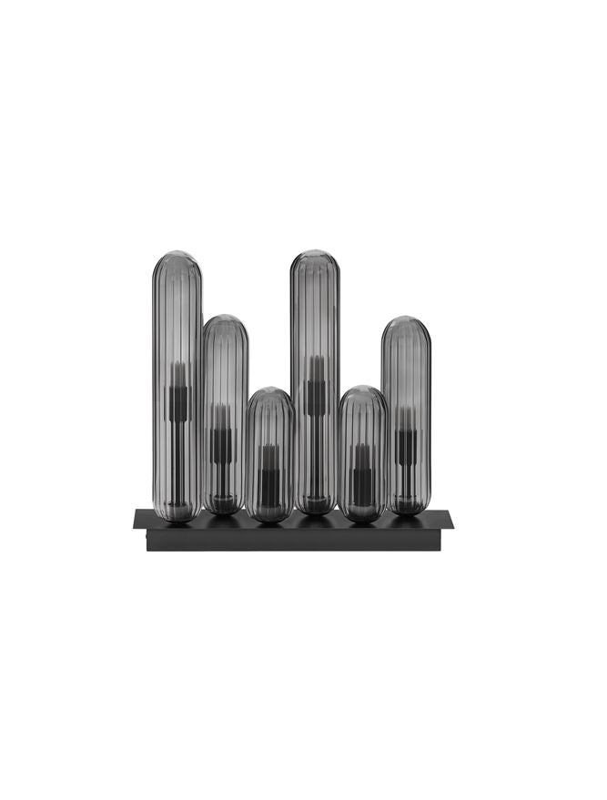 Висящо осветително тяло (пендел) GUSTAVE 30W LED G9 Матово черен, светло опушено стъкло L38