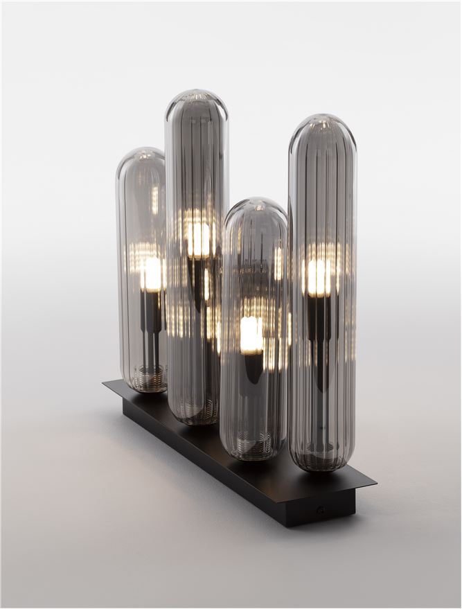 Висящо осветително тяло (пендел) GUSTAVE 30W LED G9 Матово черен, светло опушено стъкло L38
