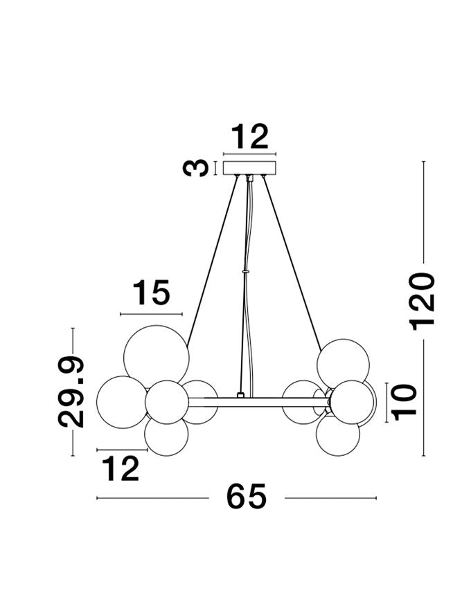 Висящо осветително тяло (пендел) ODILLIA 55W (11x5W) G9 Матов месинг Опалово стъкло
