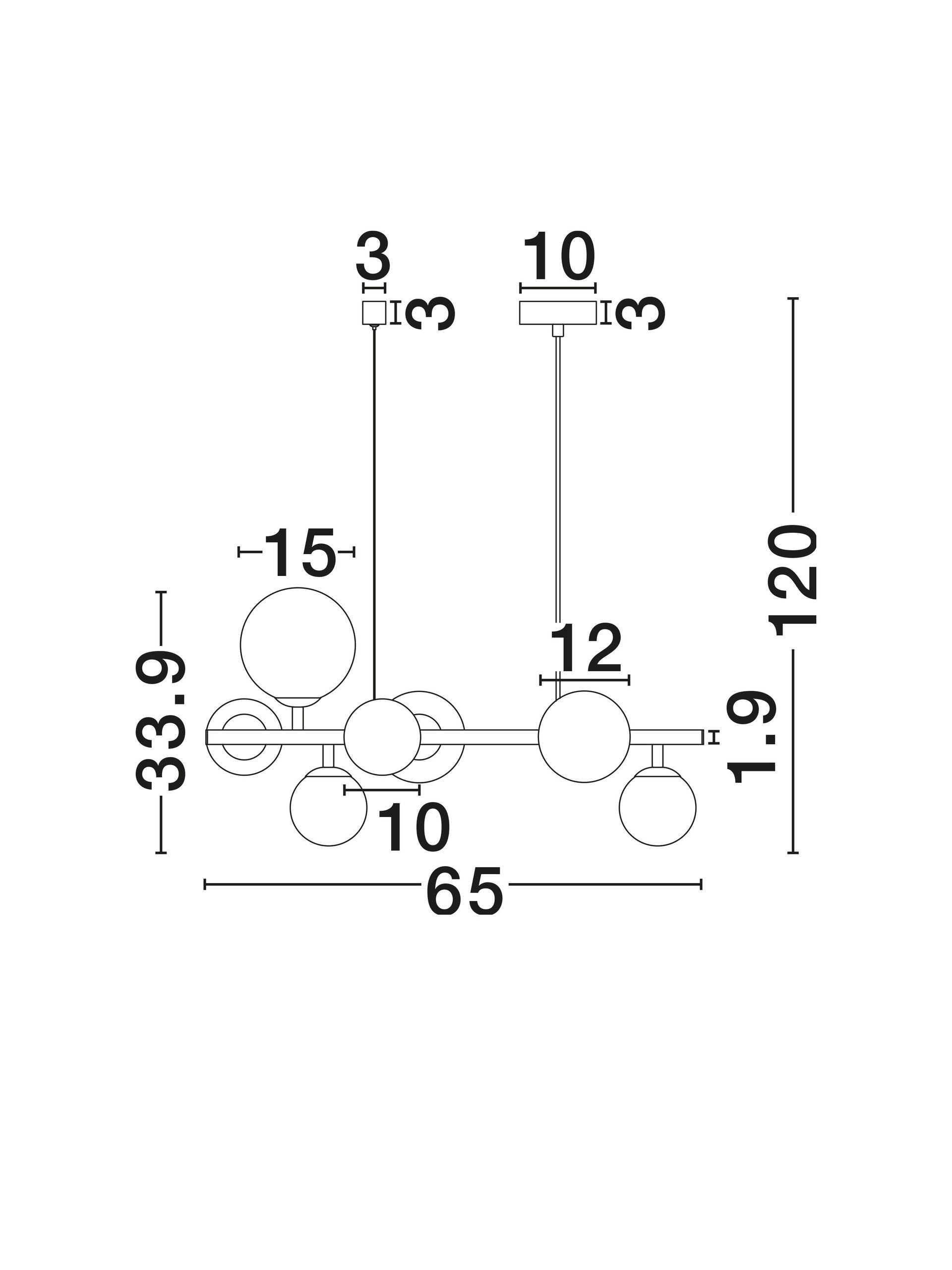 Висящо осветително тяло (пендел) ODILLIA 35W (7x5W) G9 Матов месинг Опалово стъкло