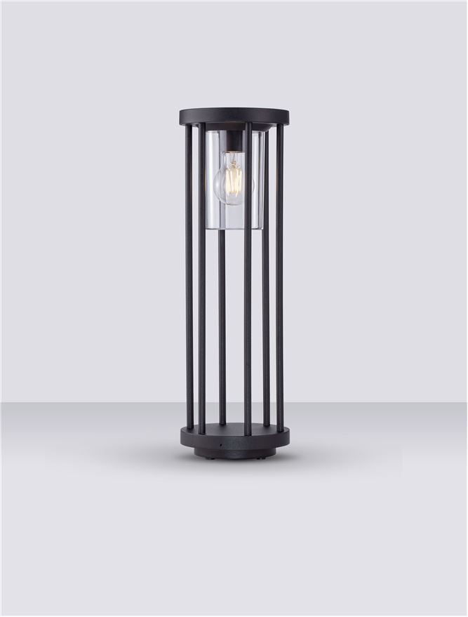 Външен аплик ELYSIUM LED E27 12W Тъмен антрацит алуминий и прозрачен поликарбонат ⌀16 H50см IP65