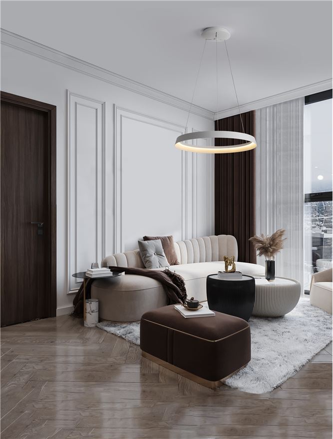 Висящо осветително тяло (пендел) ORMI LED 52W 220-240V Пясъчно бял алуминий и акрил ⌀60 H150см