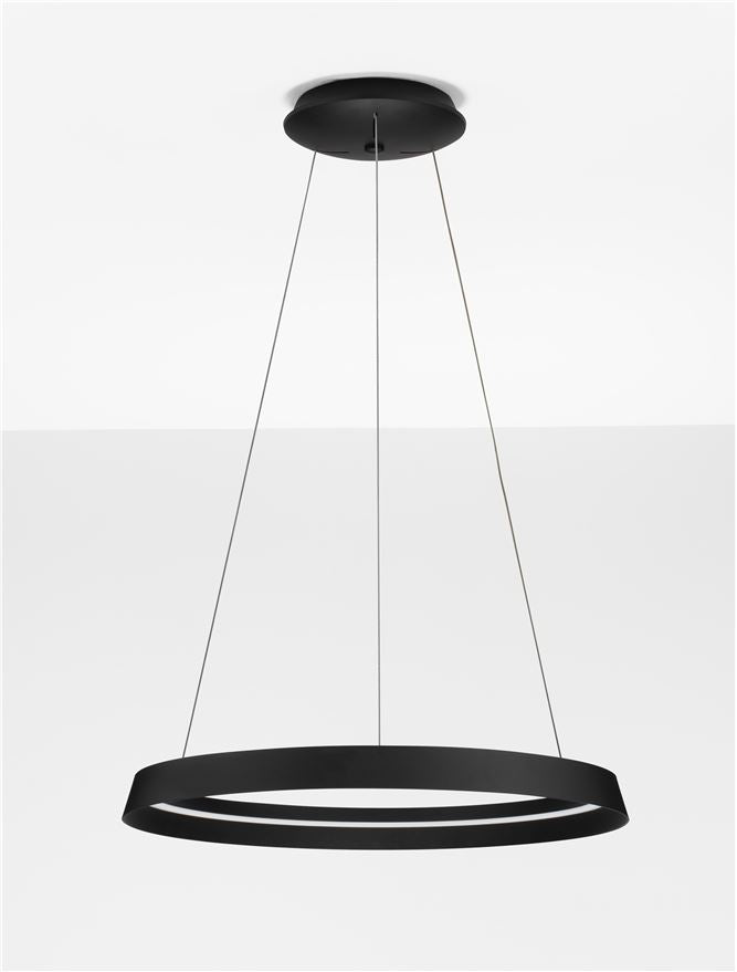 Висящо осветително тяло (пендел) ORMI LED 52W 220-240V Пясъчно черен алуминий и акрил ⌀60 H150см