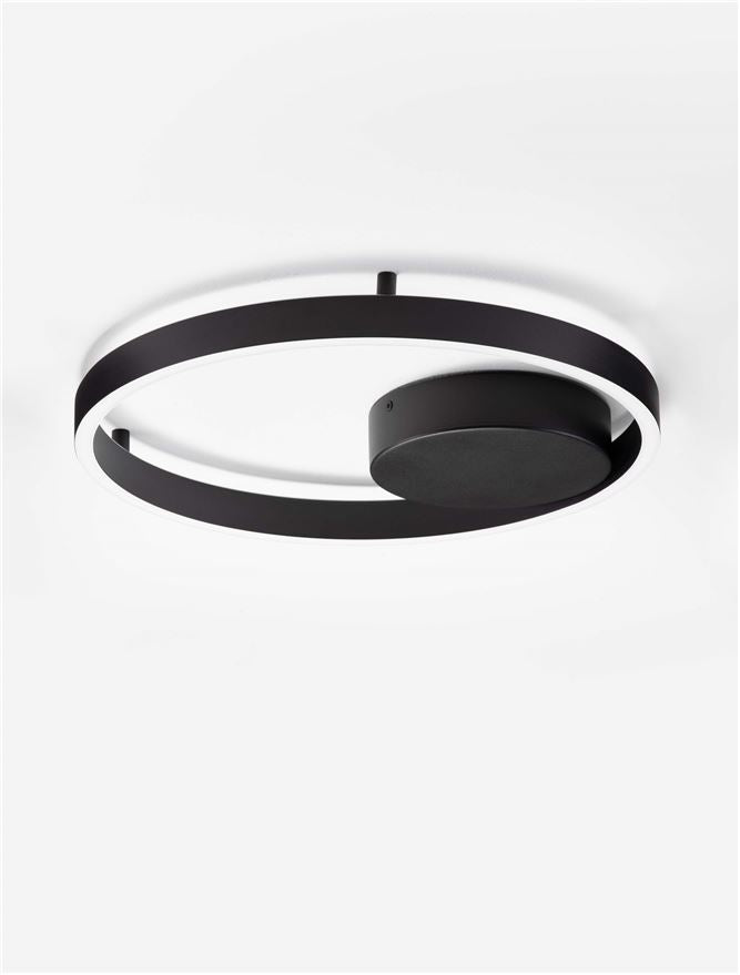 Висящо осветително тяло (пендел) HEDRA LED 40W Пясъчно черен метал, алуминий и акрил ⌀40 H5см