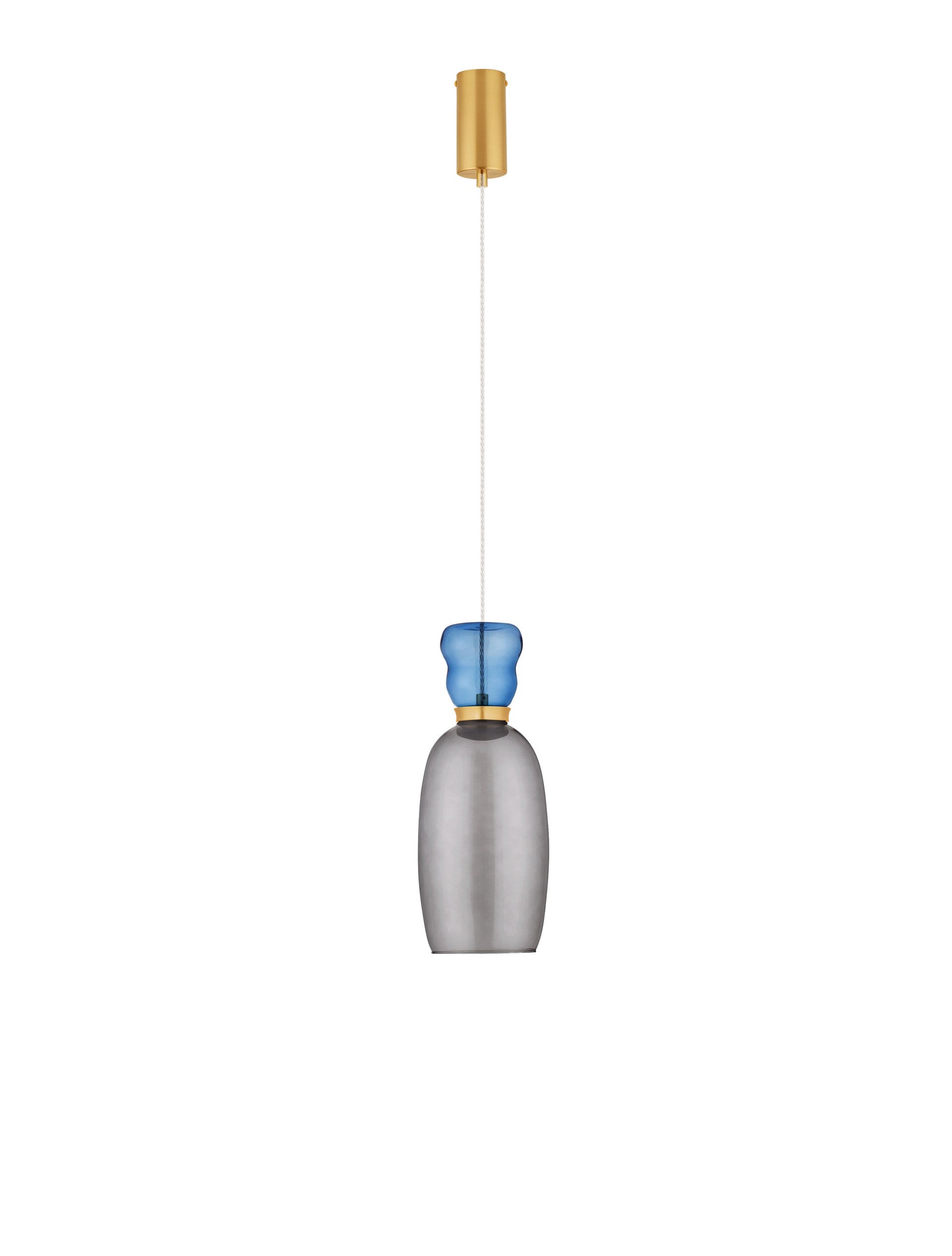 Висяща лампа PLUMA 9W LED Златен метал Светлосиньо и опушено стъкло ⌀15 H179cm