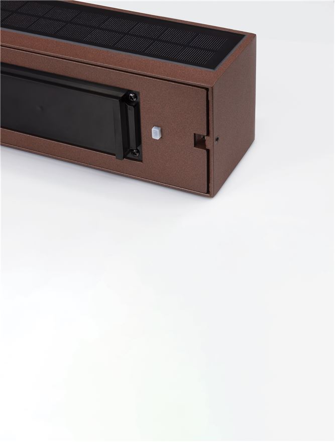 Градинска лампа BROWN 2W Кортен леят алуминий и прозрачно стъкло IP65 солар сензор L25.8см