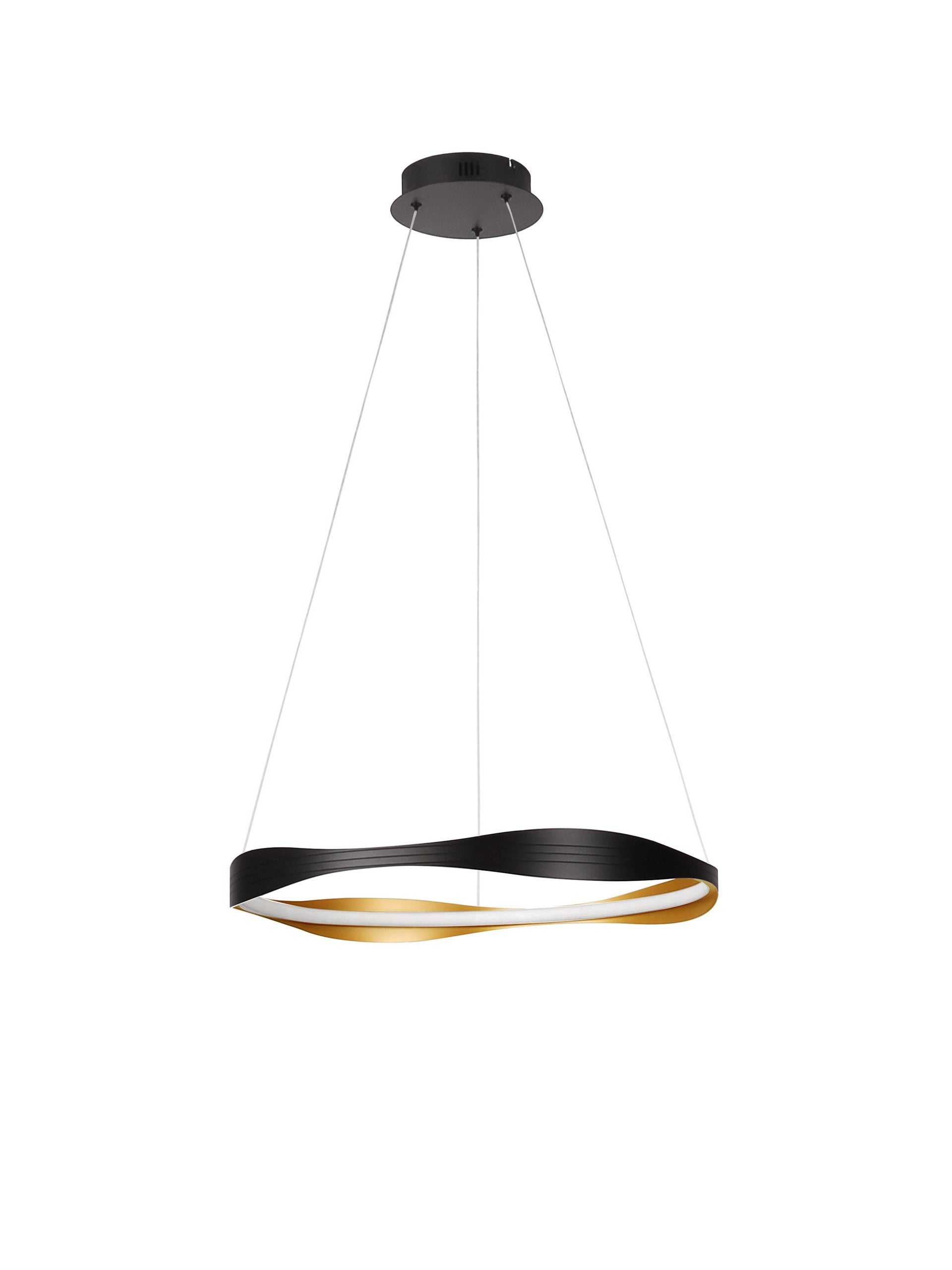 Висящо осветително тяло (пендел) DOBI 32W LED Пясъчно черен и златист алуминий и акрил ⌀60 H120см
