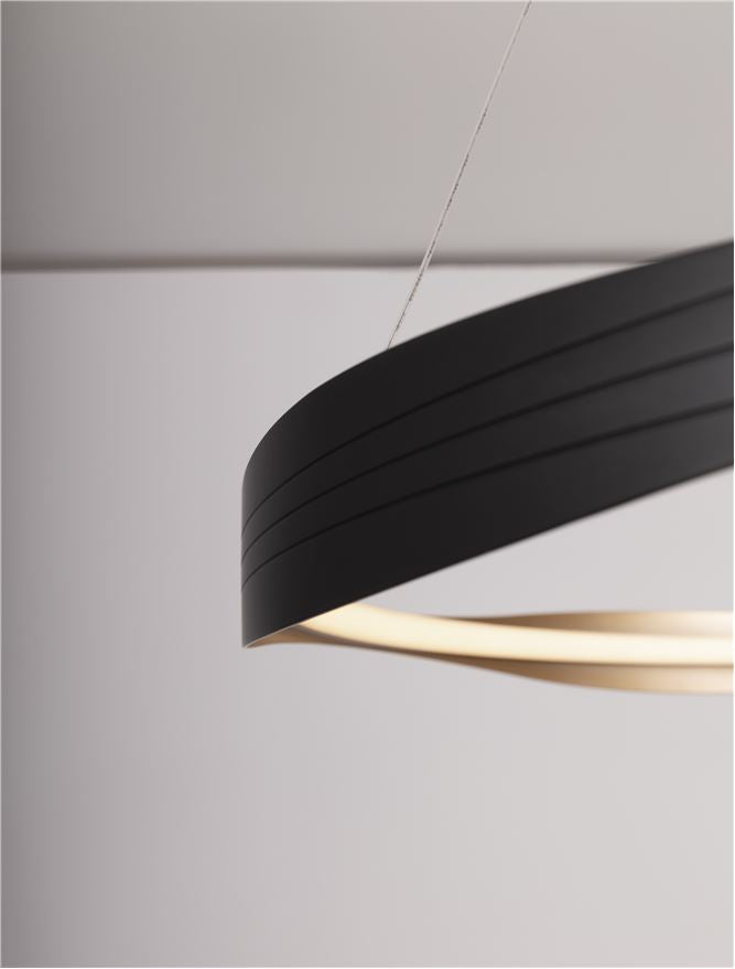 Висящо осветително тяло (пендел) DOBI 40W LED Пясъчно черен и златист алуминий и акрил ⌀80 H120см