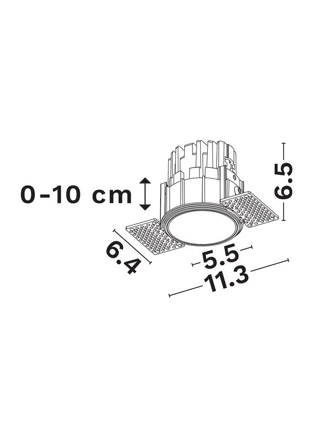 LED спот TALUS 7W 1800-3000K Фиксиран безрамков Бял димируем ⌀55 H65мм IP44
