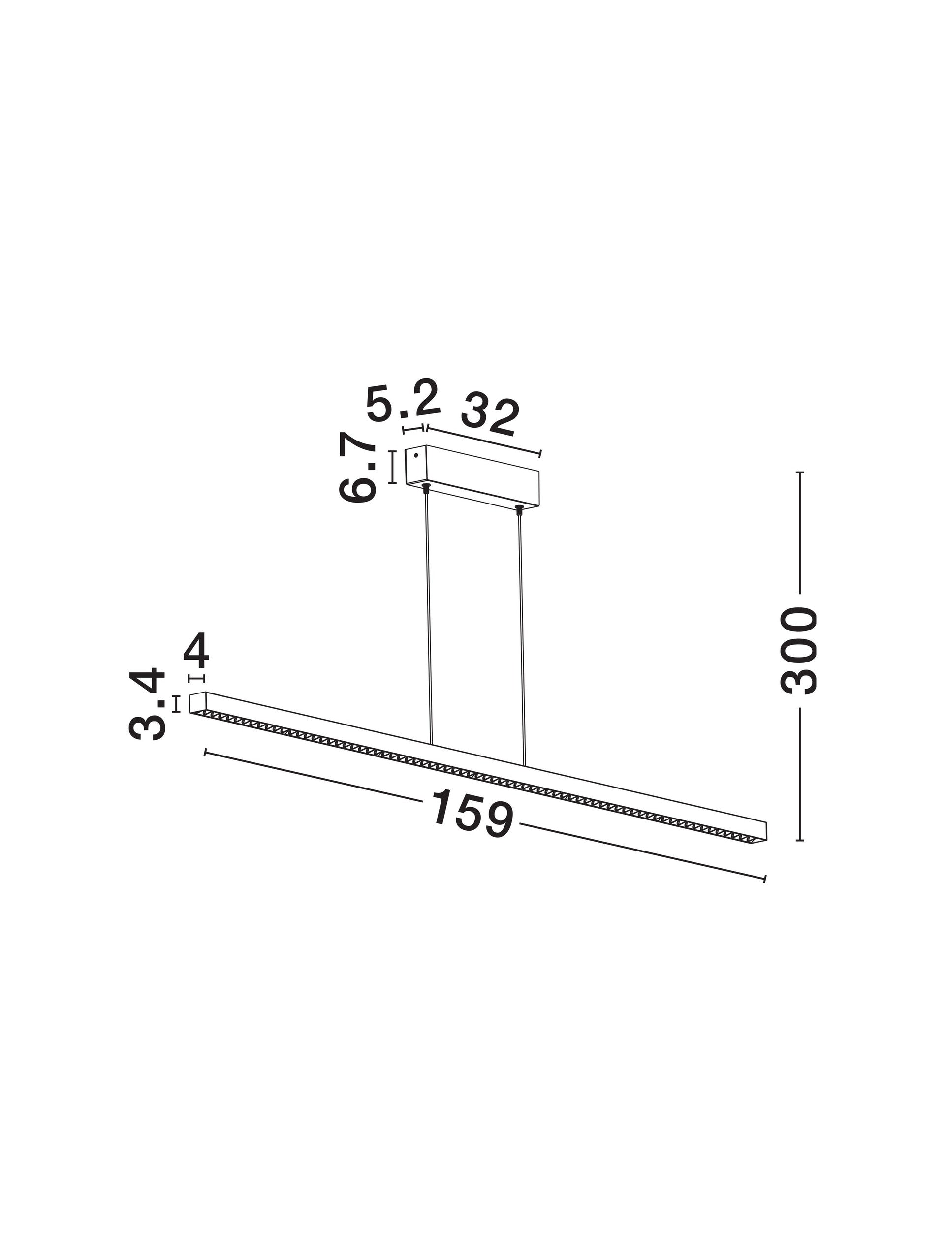 Висящо осветително тяло (пендел) DEOS 25W Пясъчно черен алуминий 159x3.4x300см