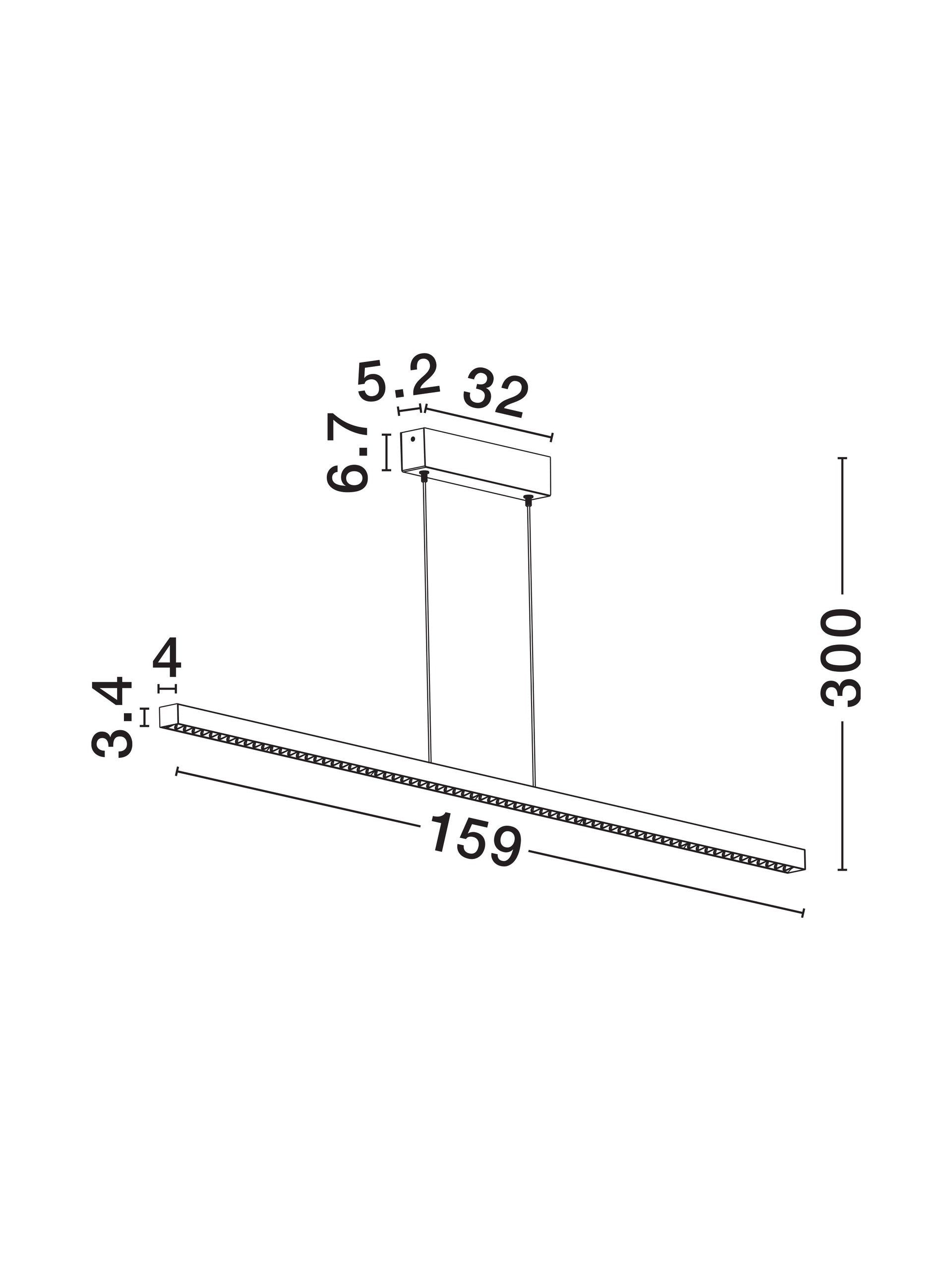 Висящо осветително тяло (пендел) DEOS 25W Пясъчно бял алуминий 159x3.4x300см