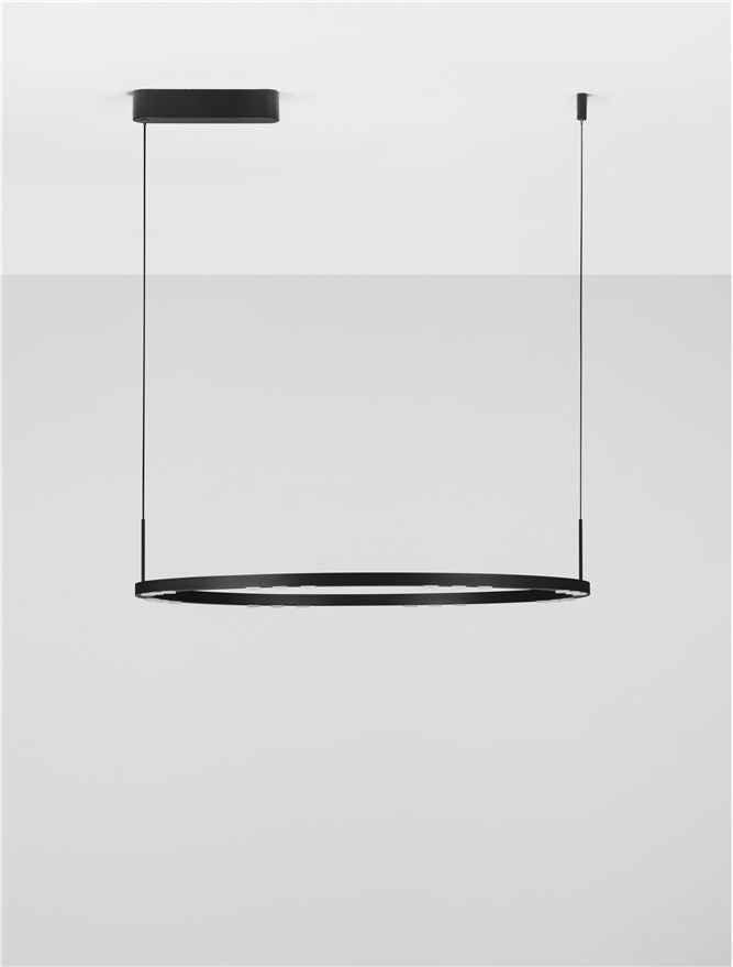 Висящо осветително тяло (пендел) LUNETTE 46W Пясъчно черен алуминий ⌀80 H150см