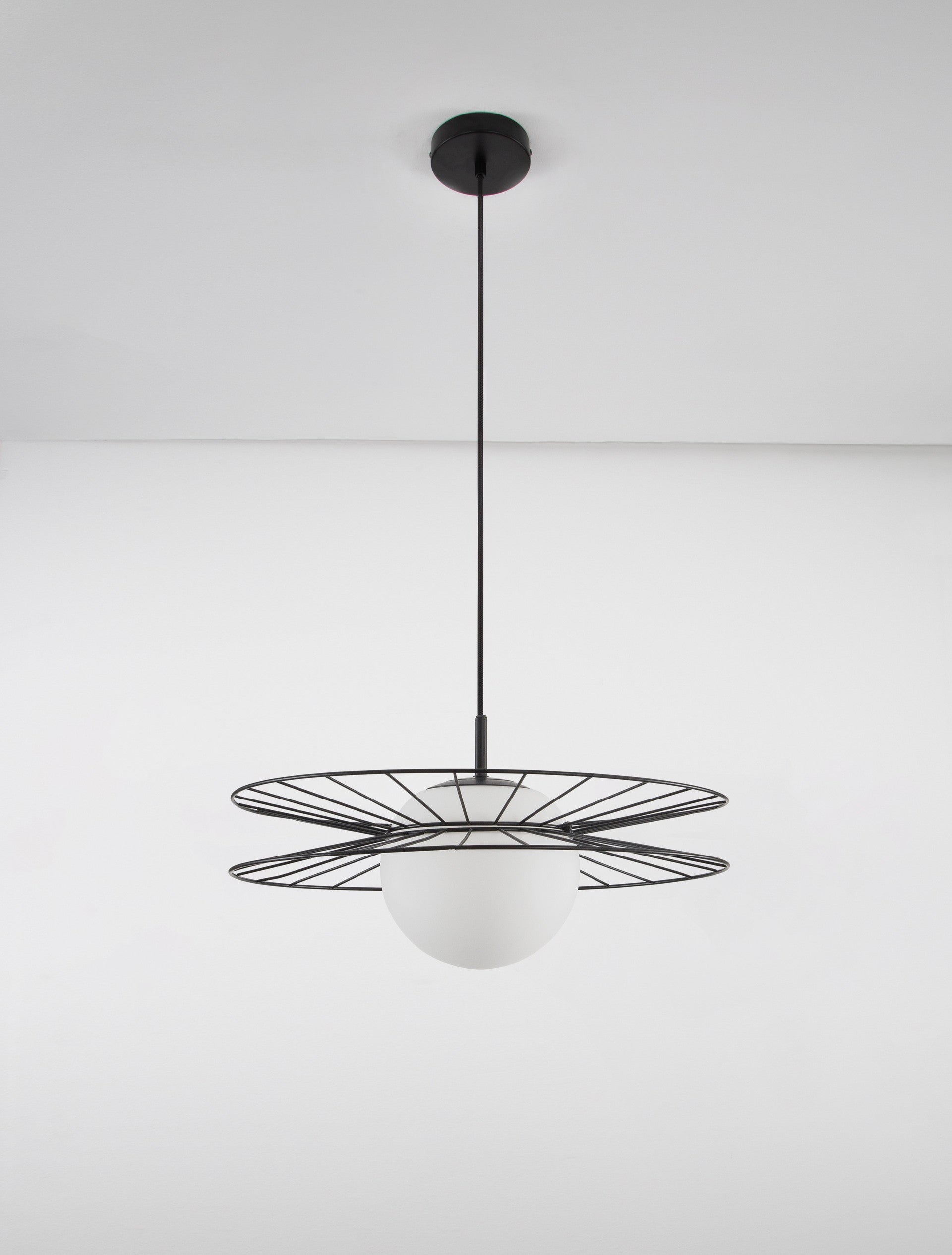 Висящо осветително тяло (пендел) ELLERY 12W LED E27 Пясъчно черен, опалово стъкло ⌀45