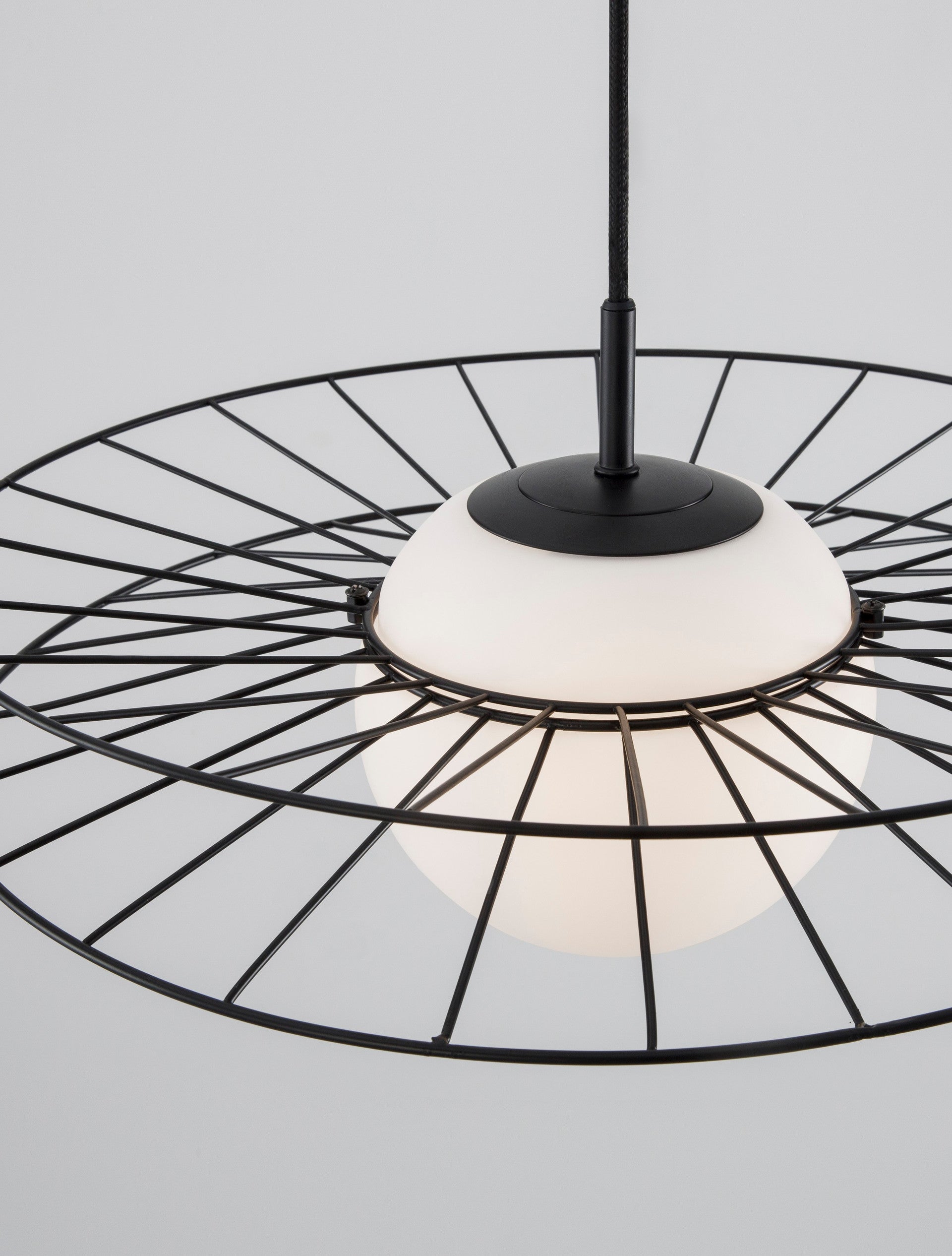 Висящо осветително тяло (пендел) ELLERY 12W LED E27 Пясъчно черен, опалово стъкло ⌀45