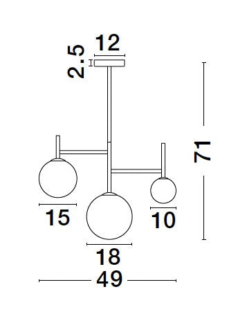 Висящо осветително тяло (пендел) BLAKY 3x5W G9 Пясъчно черен алуминий опалово стъкло ⌀49 H71см Фиксирана височина