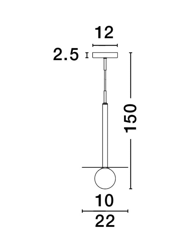 Висящо осветително тяло (пендел) PIELO 5W LED G9 Пясъчно черен метал и опалово стъкло ⌀22 H150см Регулируема височина