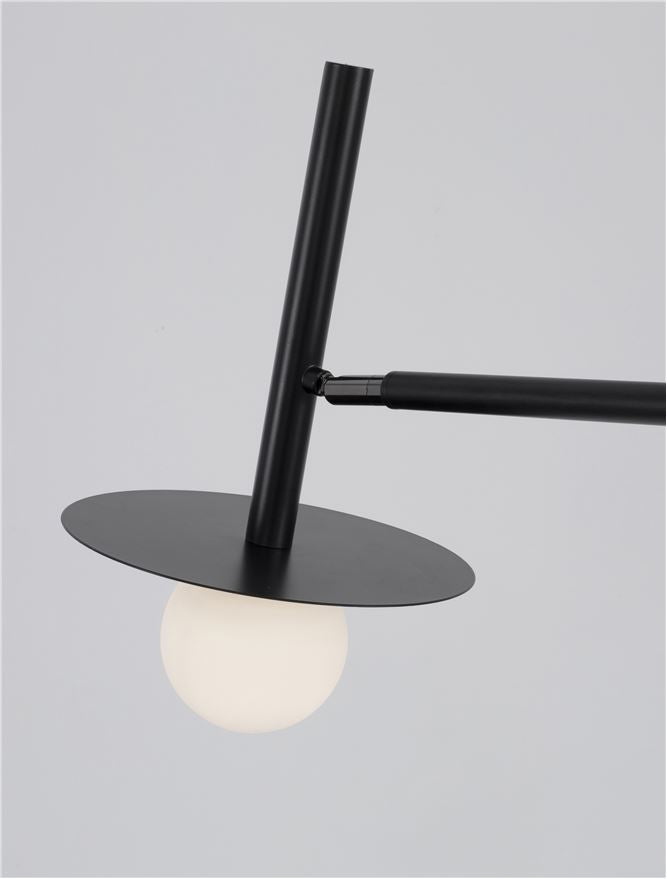 Висящо осветително тяло (пендел) PIELO 1x5W G9 Пясъчно черен метал опалово стъкло ⌀42 H165см