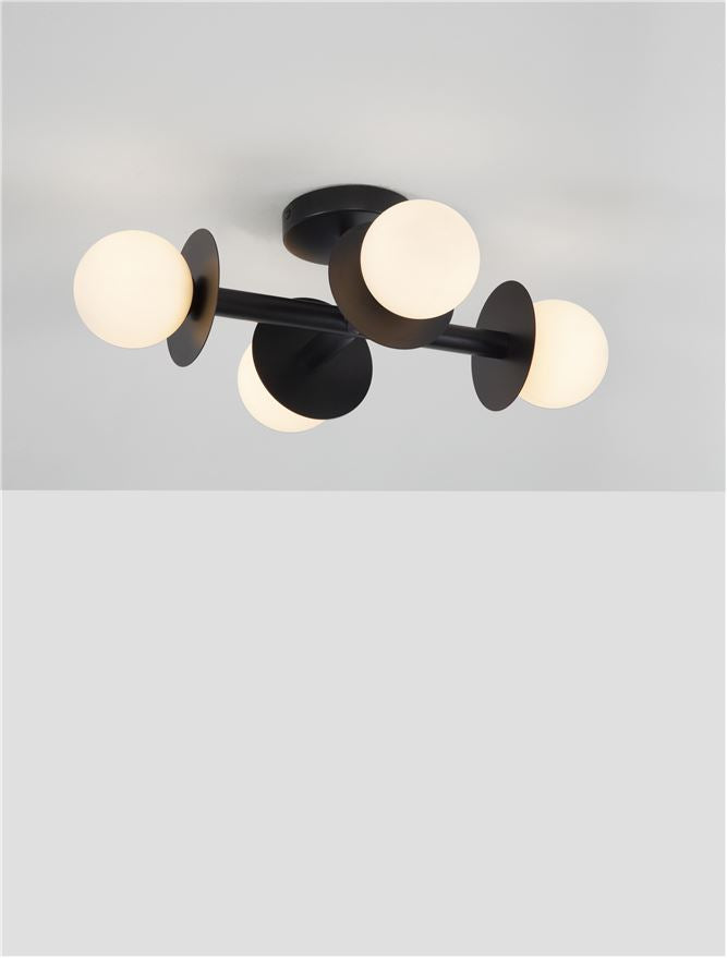 Висящо осветително тяло (пендел) PIELO 20W LED G9 Пясъчно черен метал и опалово стъкло L51 W37 H17см