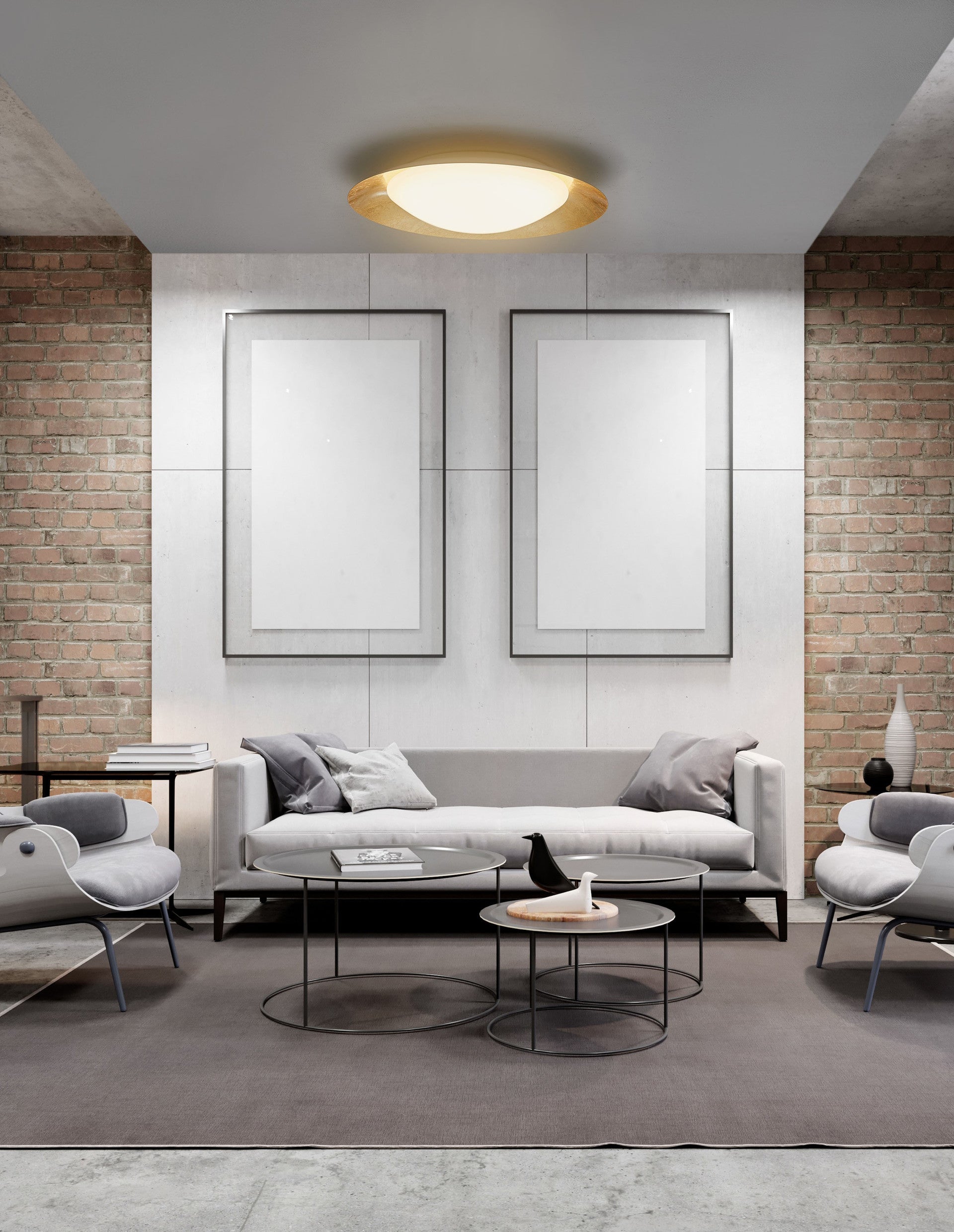 Висяща лампа ZANO 28W LED с Triac димиране, златен метал и бял акрил