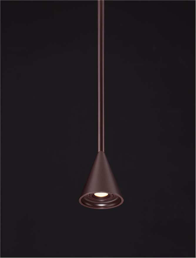 Висящо осветително тяло (пендел) NET LED 6W 220-240V Триак димируем Кафяв алуминий Регулируема височина ⌀6 H200см